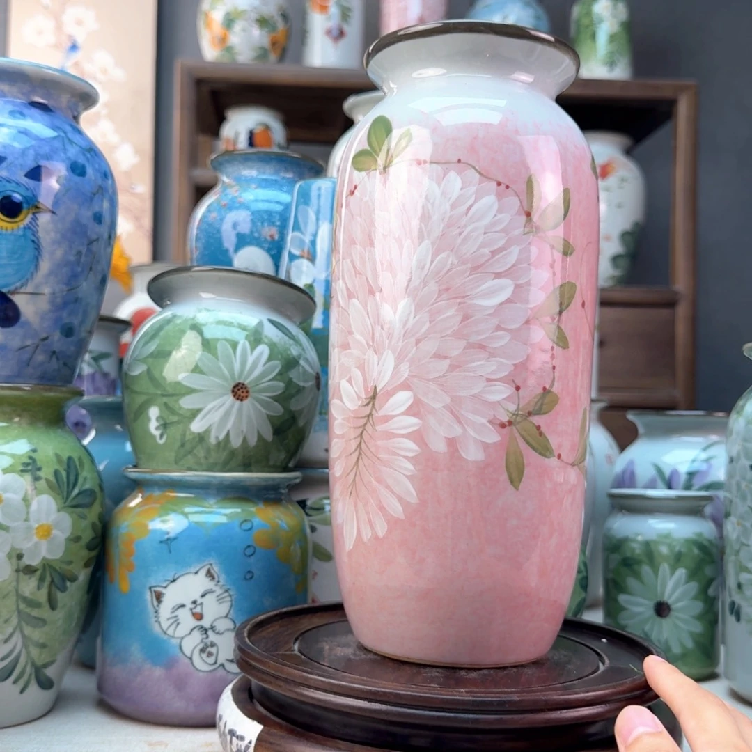 景德镇纯手绘陶瓷花瓶无孔