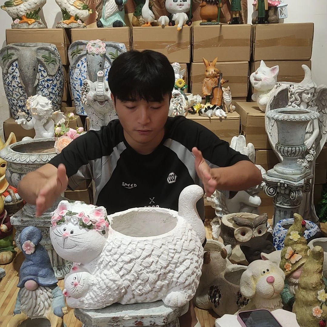 合成树脂母子猫咪花盆