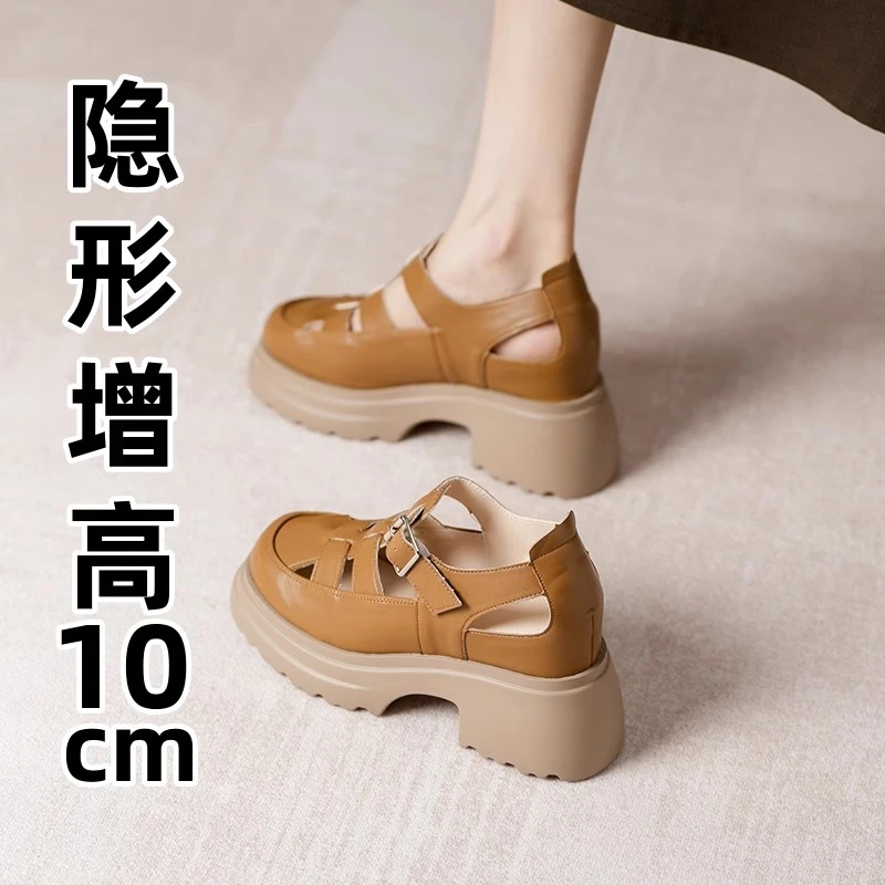 女款2025新款爆款高跟罗马鞋子女厚底潮牌百搭女士女士罗马鞋单鞋