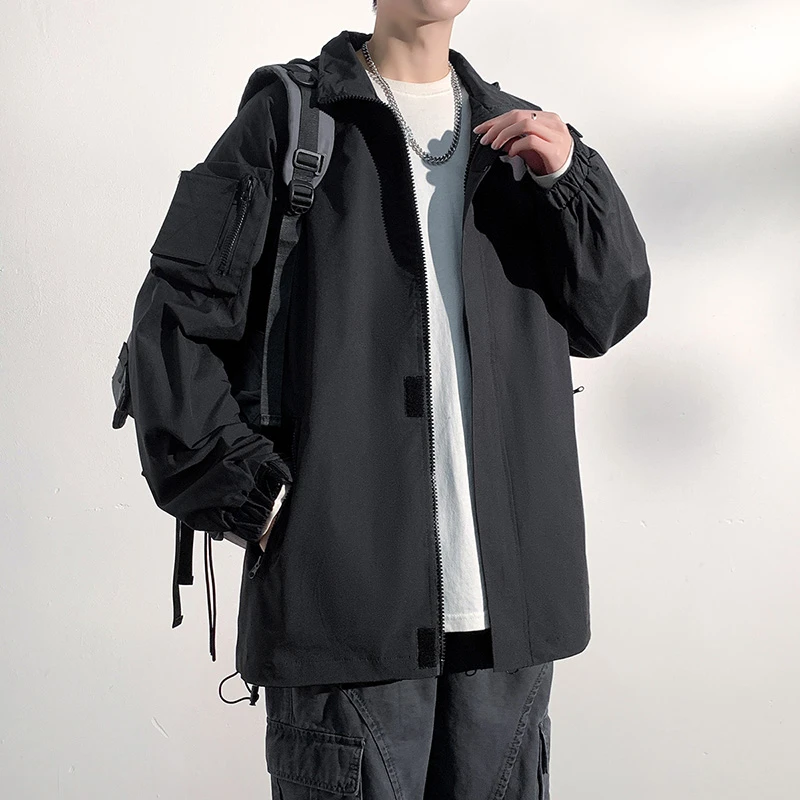 2024新款美式冲锋衣外套男春秋季潮流牌机能户外防水工装连帽夹克