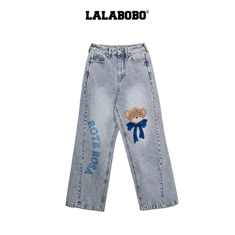 LAL025蛇年新款宽松显瘦水系小熊牛仔裤RBEA-ZC15