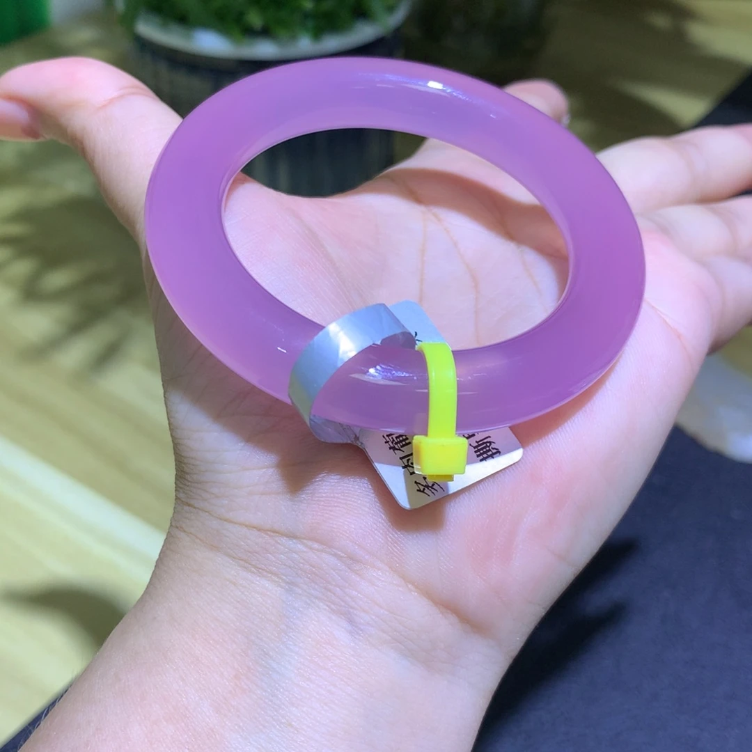 玛瑙/玉髓未镶嵌手镯葡萄紫圆条
