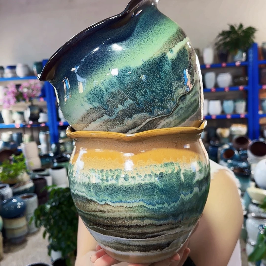 紫砂花盆高18口20