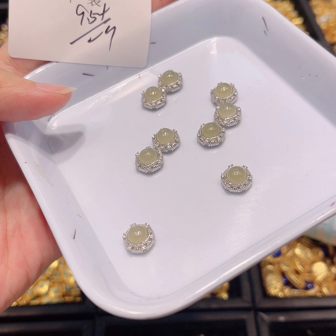 水晶珠宝半成品银S925镀金镶嵌127 。