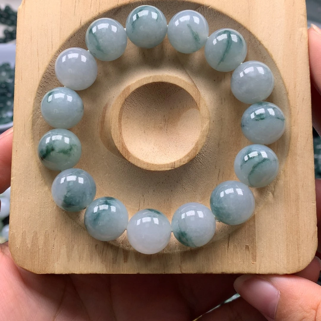 杨***森翡翠未镶嵌手链天然翡翠A货珠链