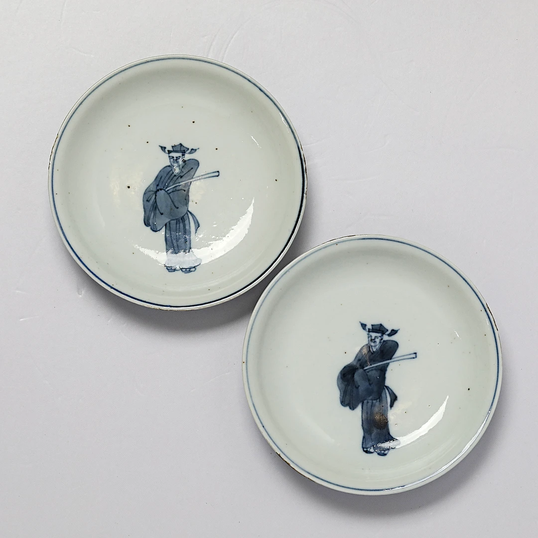 1493十七世纪晚期·青花加官进爵图盘两只
