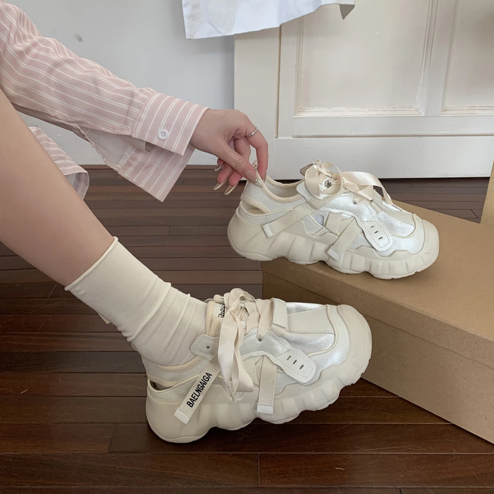 首谷正品2025夏季新款透气丑萌镂空老爹鞋女厚底运动休闲凉鞋女鞋