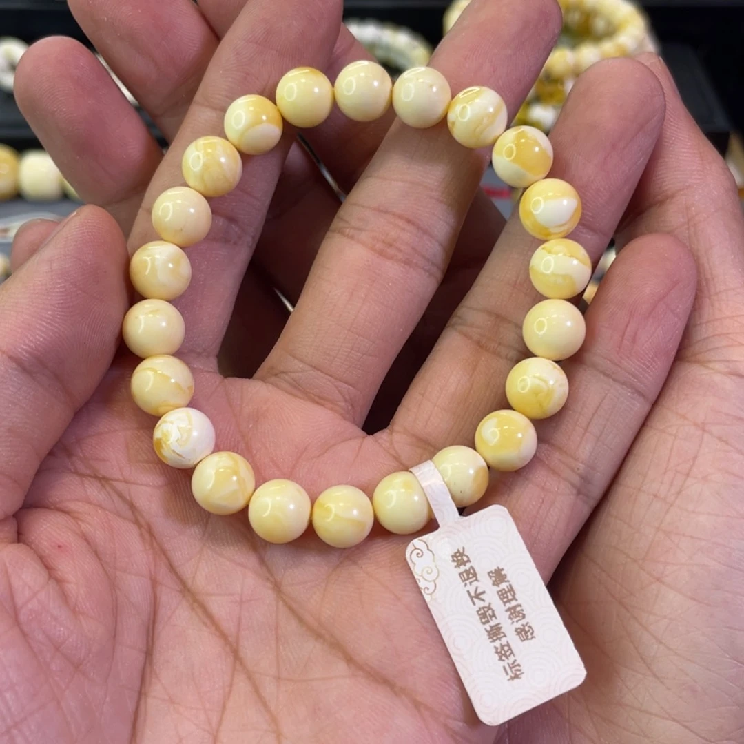未镶嵌琥珀裸石CA064小年份圆珠手串
