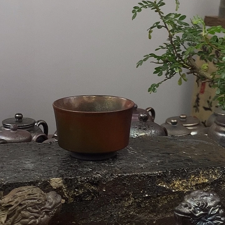 建水紫陶柴烧茶具主人杯