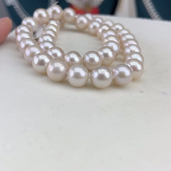 淡水珍珠银S925镶嵌颈饰10-11极光曼塔玫瑰高品