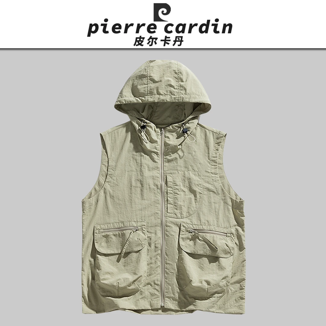 皮尔卡丹【官方】秋季男士户外马甲外套徒步露营冲锋马甲潮牌背心男
