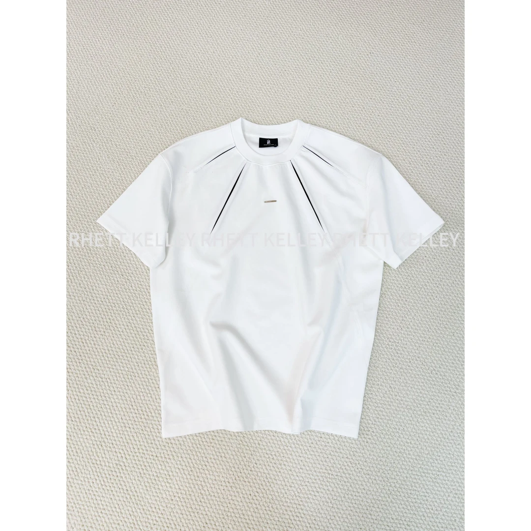 『穿在身上的艺术』夏季新款液氨冰感车线撞色手工拼接休闲短袖