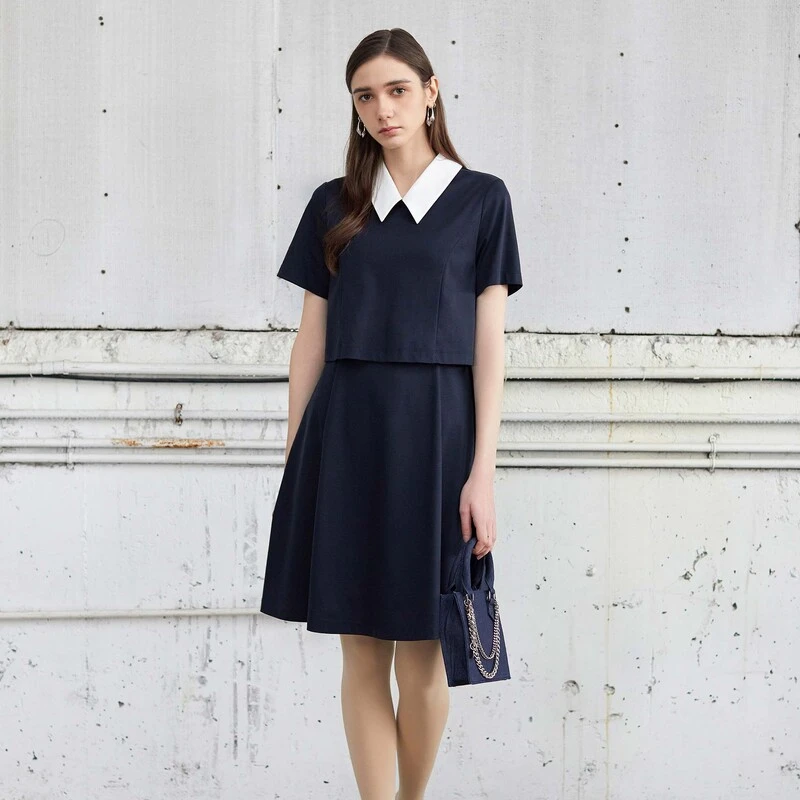 S·DEER圣迪奥显瘦气质时尚休闲女士夏季收腰连衣裙S2426122294