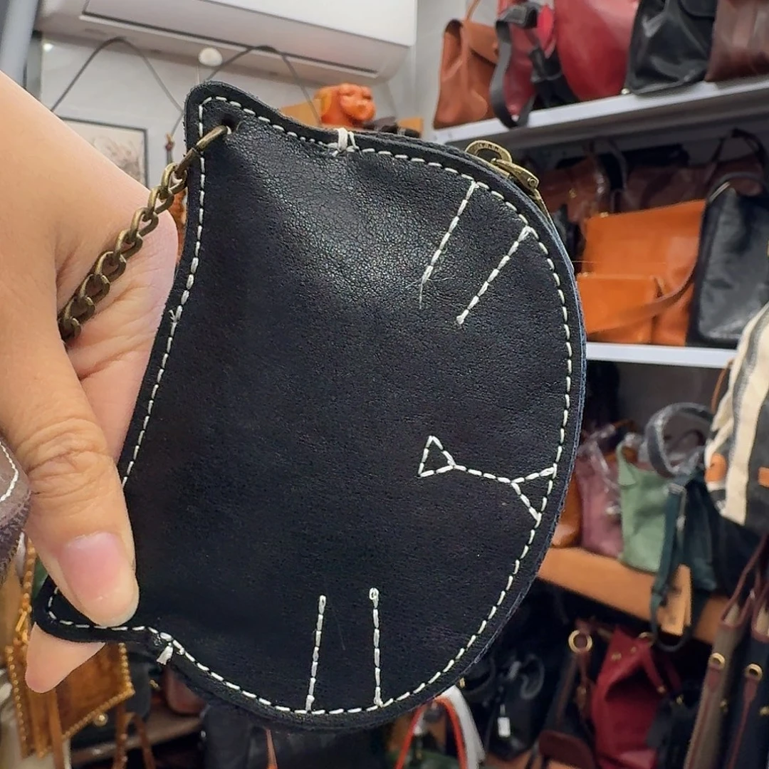 头层牛皮猫咪零钱包