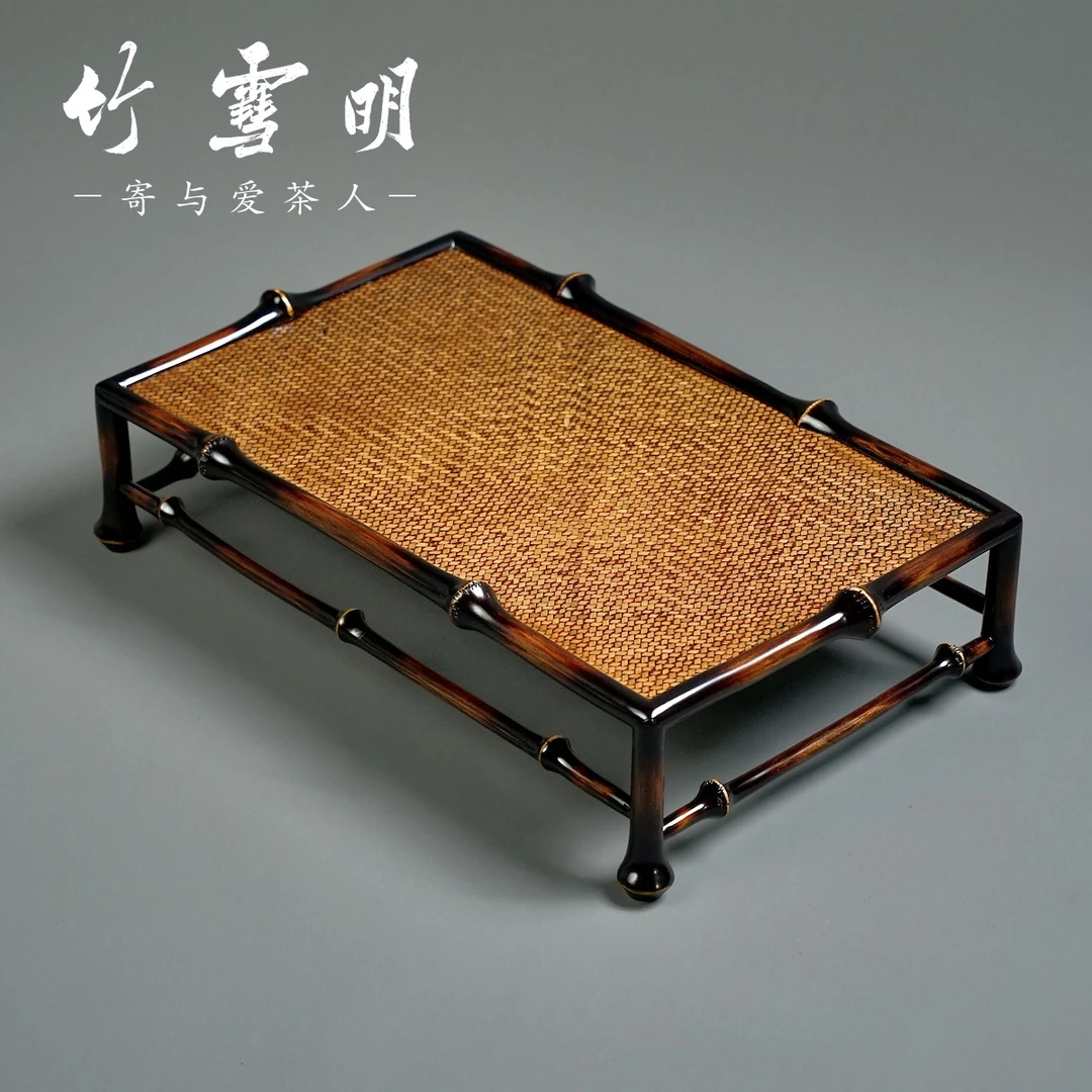 竹雪明|大号筇竹茶台茶桌 席面托盘托架茶具茶道摆件小桌子榻榻米
