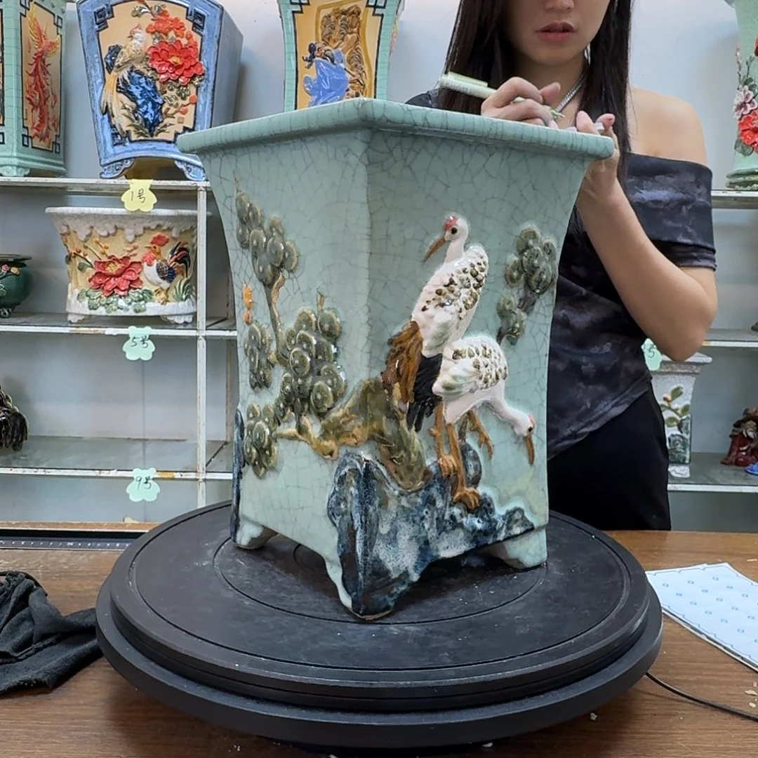 欧***S无花朵石湾盆200陶泥花盆