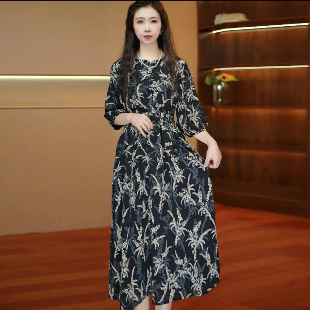 7.22气质新款碎花连衣裙25106