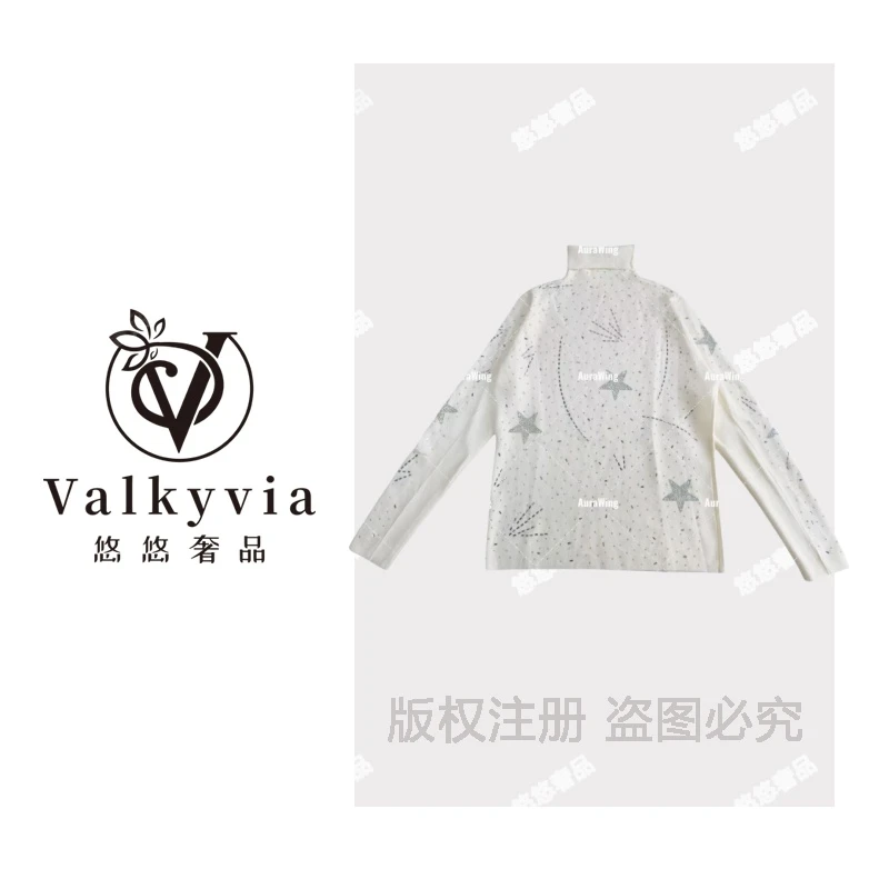 【Valkyvia/悠悠奢品】Aura Wing 轻奢风星星烫钻高领毛衣秋冬款