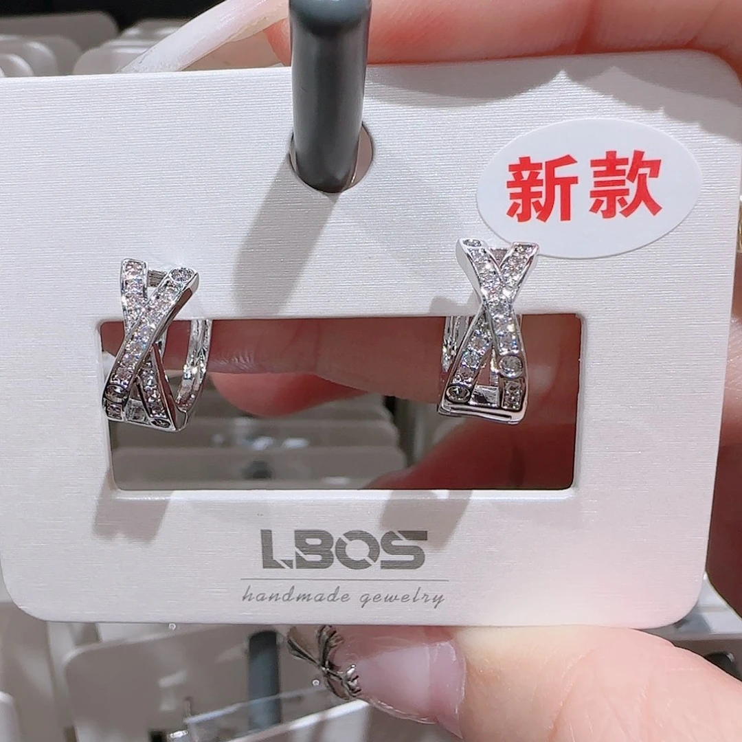 铜合金锆石925银耳环