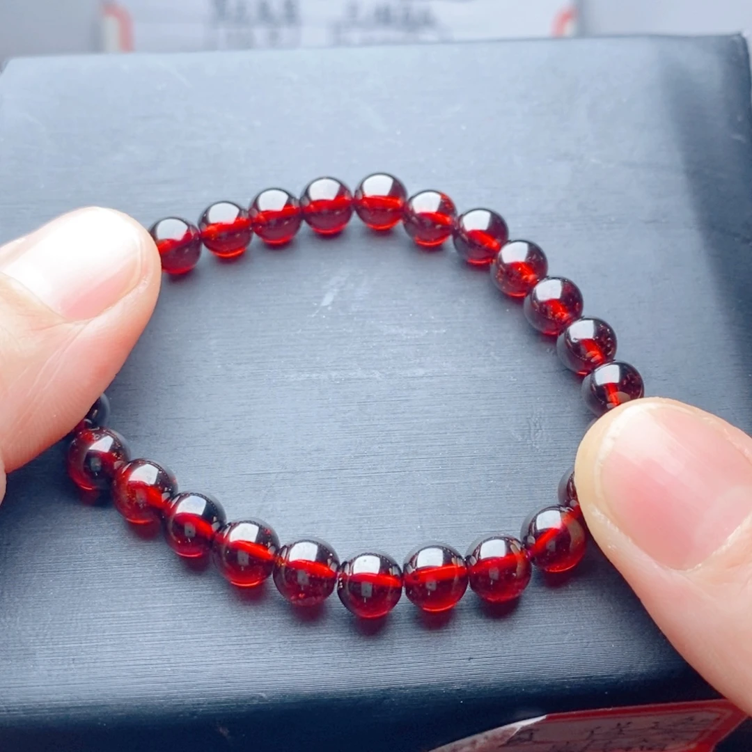 乐***%石榴石手链未镶嵌6.8毫米10a清仓