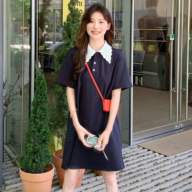 连衣裙女夏季新款宽松韩系甜美学院风小个子直筒2025巨好看的裙子