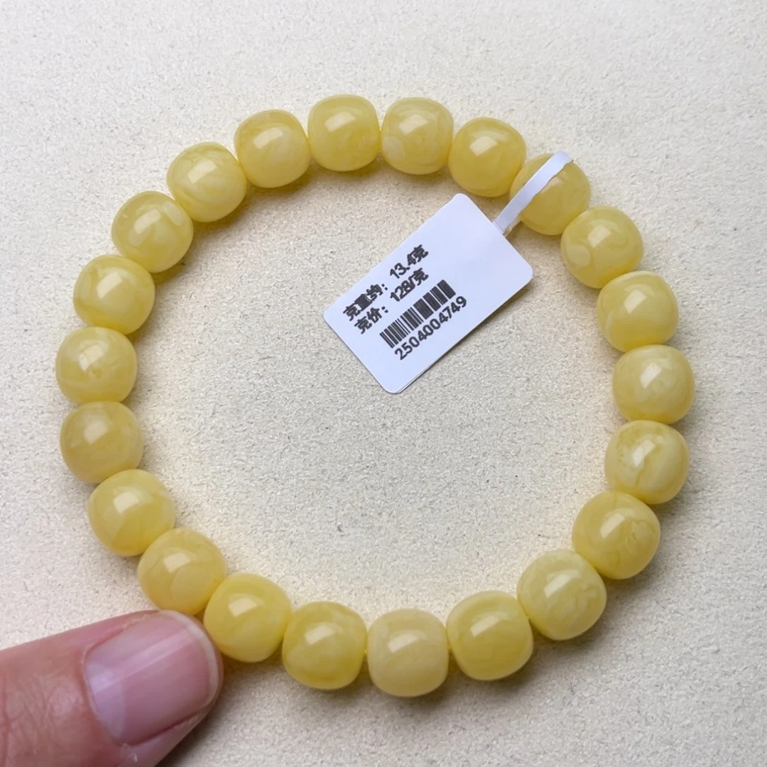 手链蜜蜡未镶嵌10精工高桩老型浓白花蜡