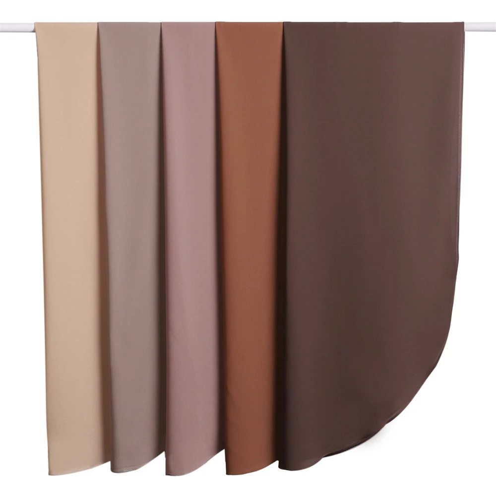 纱巾纯色半圆弧形圆角丝巾雪纺长巾柔软透气长款包头巾披肩围巾