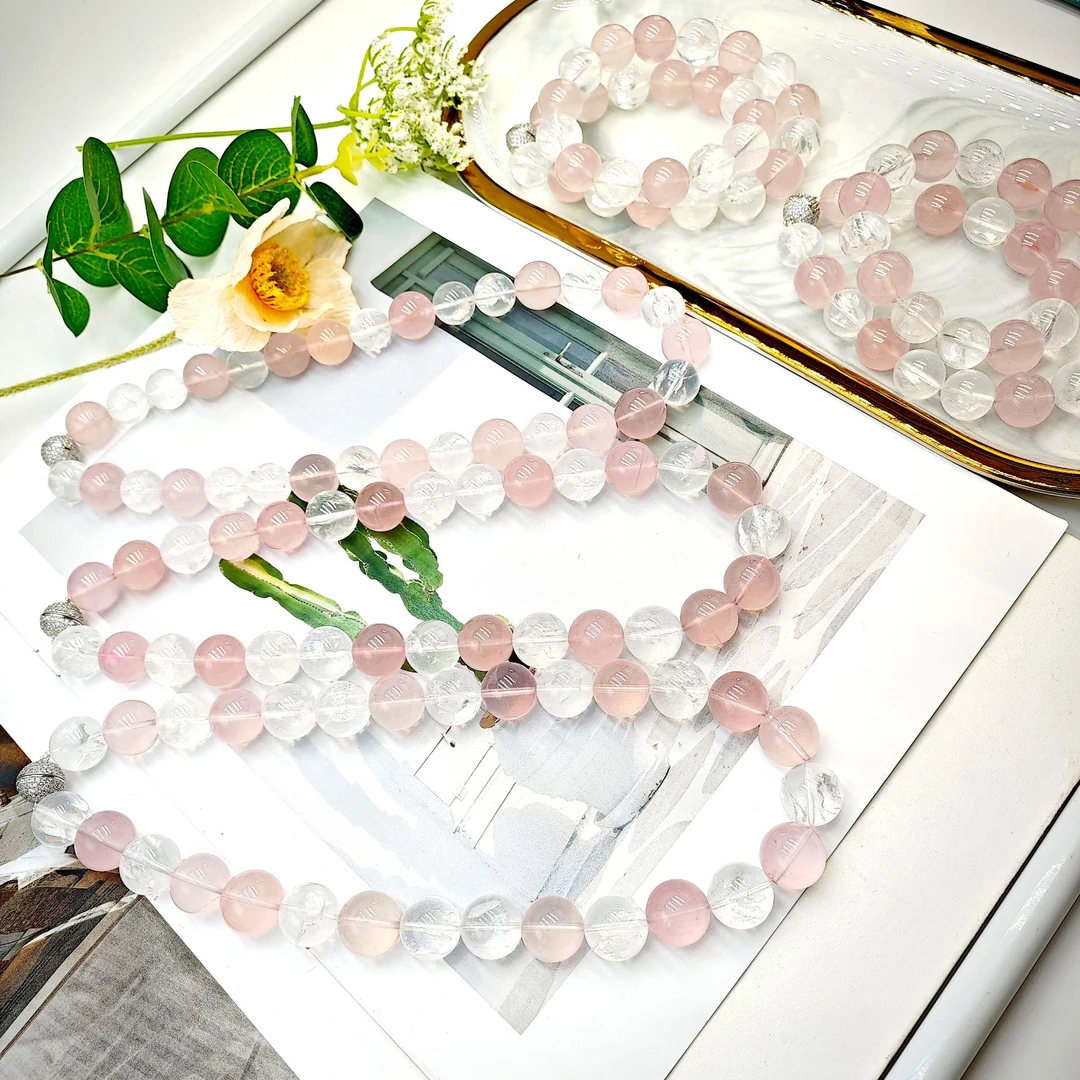 芙蓉石粉晶项链气质优雅百搭多样性发货一件