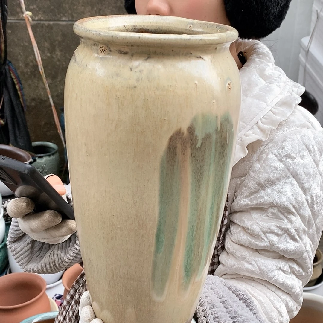 紫砂花盆瑕疵口12高30