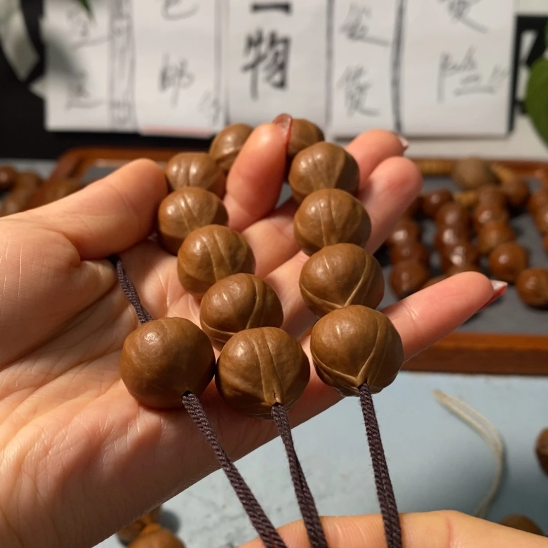 橄榄核手串0281精品蒜头老树铁核11+1颗+鬼脸