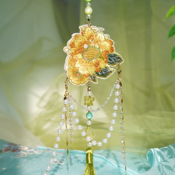 云深雾浅 葵花 原创汉服配饰向日葵刺绣流苏挂饰禁步马面裙配饰