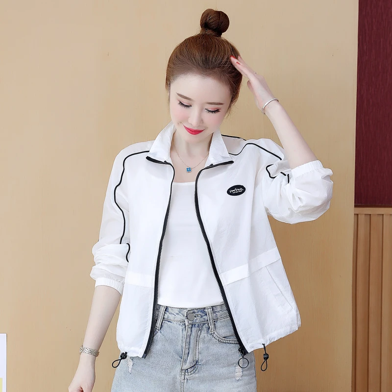 防晒服女2025年新款小个子百搭短款上衣洋气减龄立领夹克休闲外套