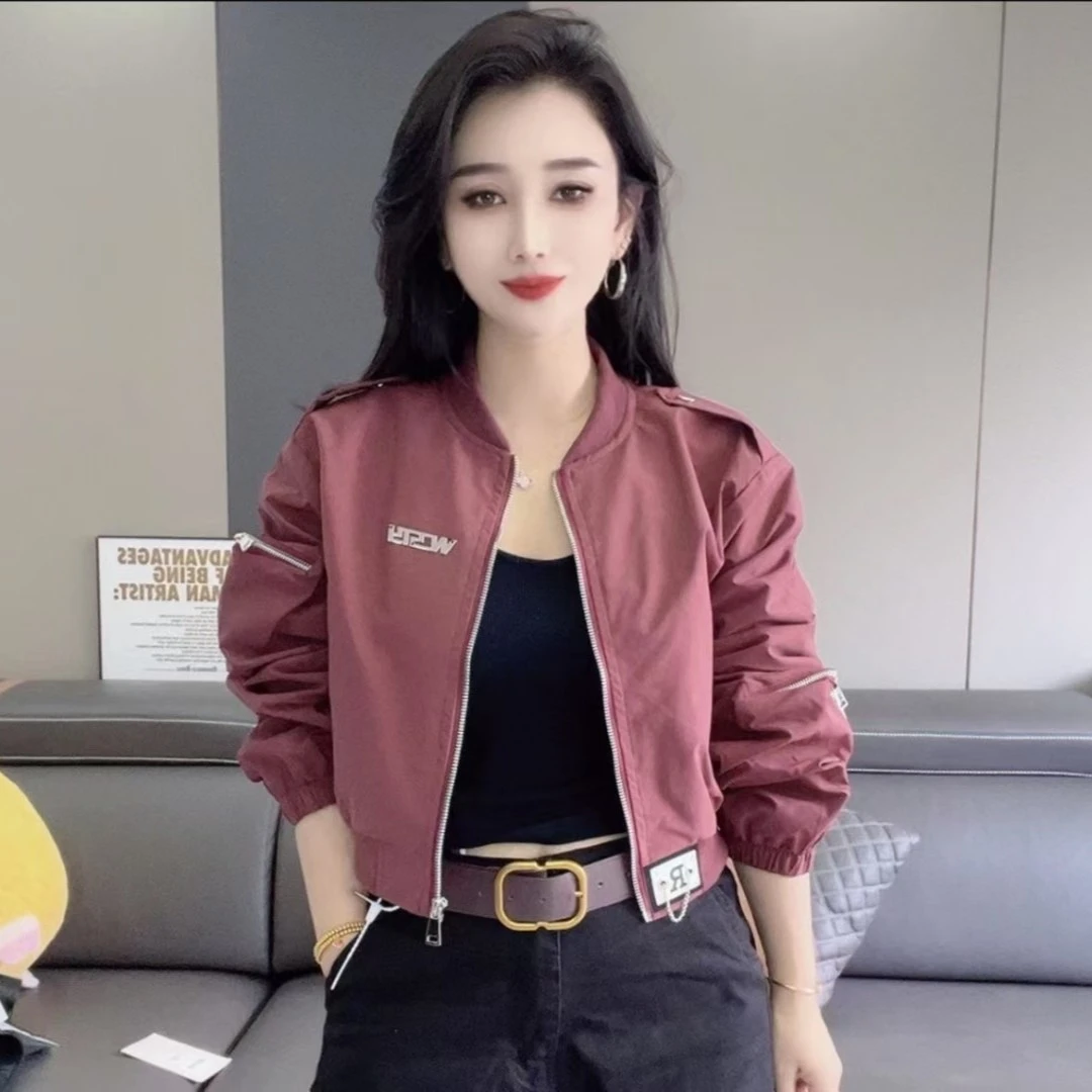 秋季短款小夹克女生洋气休闲棒球服韩版齐腰减龄立领小立领外套