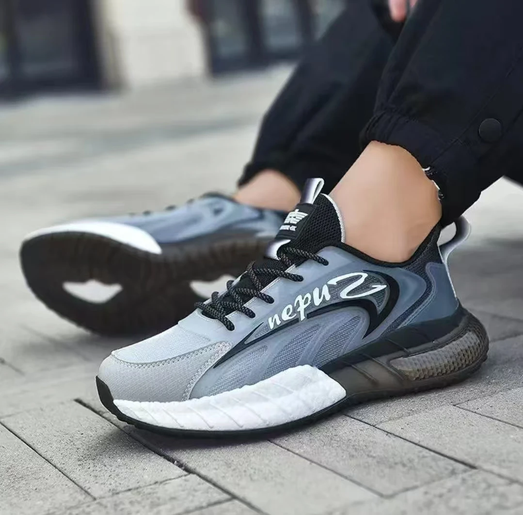 2608四季新款气垫爆米花时尚百搭男女情侣休闲跑鞋灰