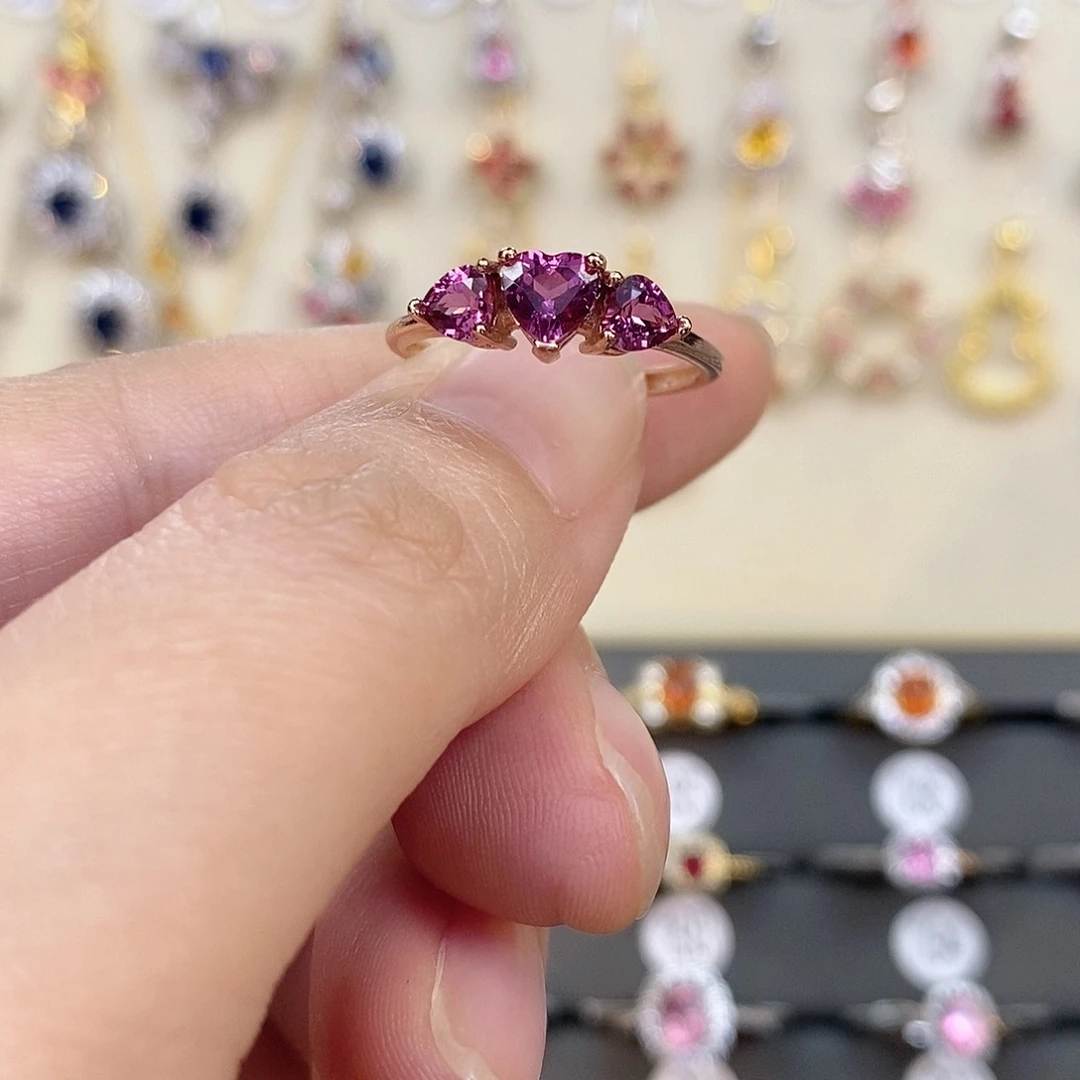 石榴石（紫牙乌）戒指银S925镶嵌