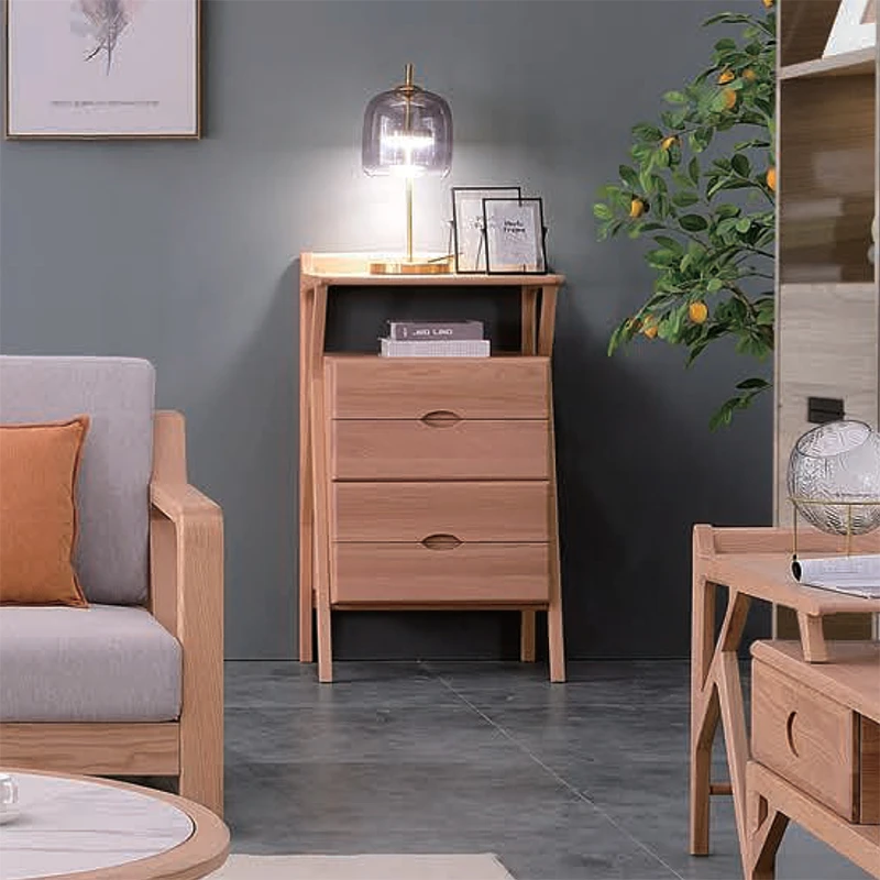 FC938实木四斗柜原木色麦色客厅储物柜立式简约落地收纳柜