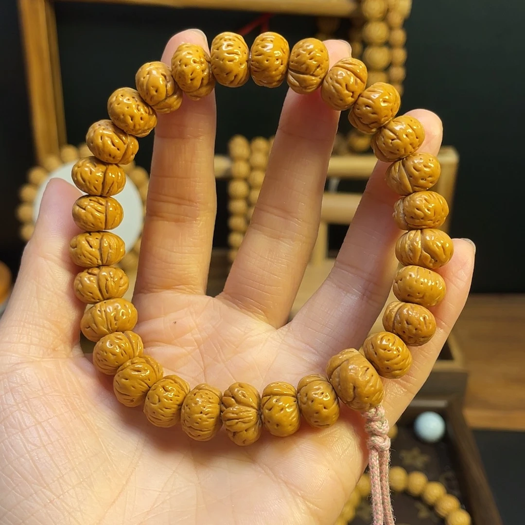 ****茶桃核手串，桃核手串