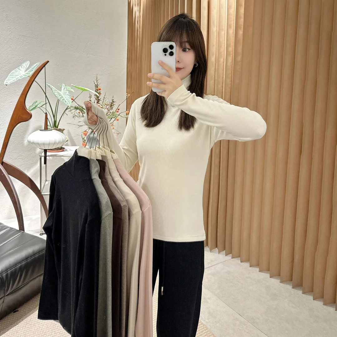 【褚培培自制】CHUPEIPEI/秋冬加厚半高领简色气质时尚针织打底衫女