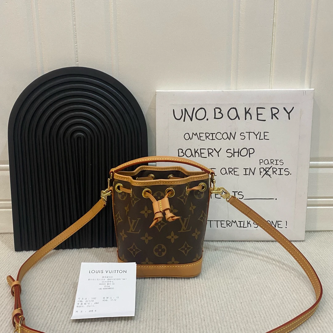 95新 LouisVuitton/路易威登 kv老花nano水桶