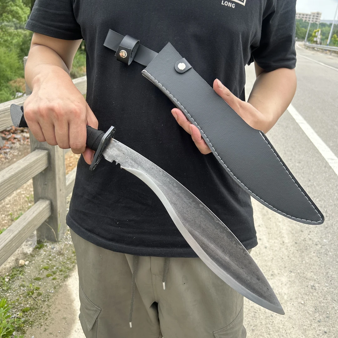 尼泊尔高锰钢大刀淬油淬火一体刀设计收藏户外练习未开刃