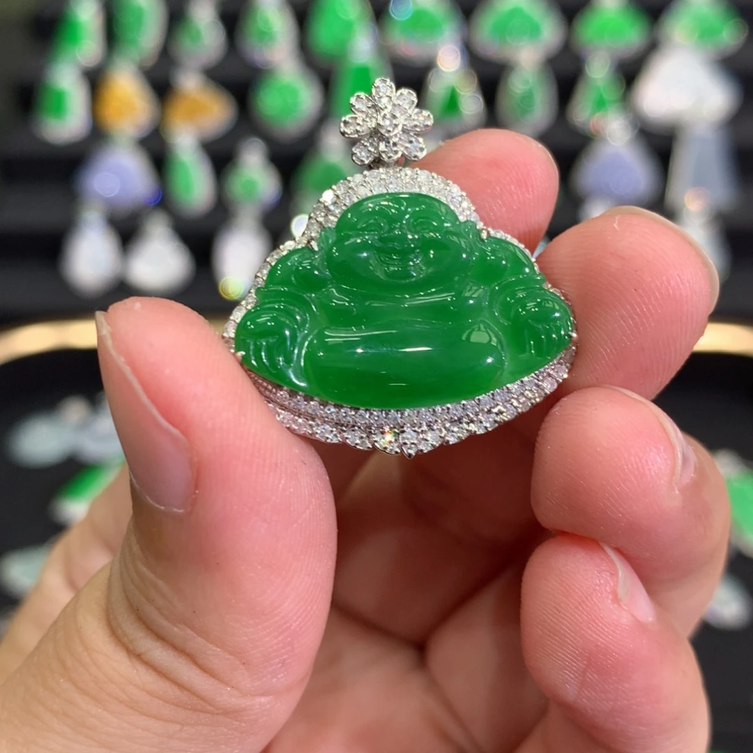 翡翠18K金镶嵌吊坠(不含链)吊坠