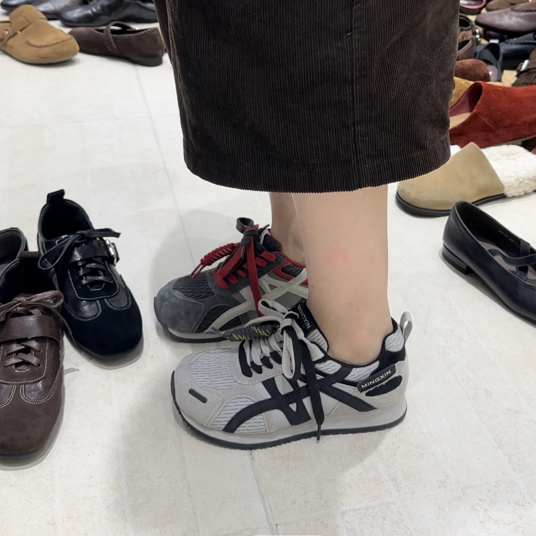 【欧货】德训鞋透气休闲风深口条纹低跟老爹鞋秋季时尚休闲鞋