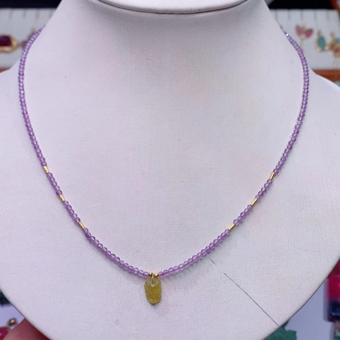 颈饰18K金镶嵌碧玺人***9碧玺A项链