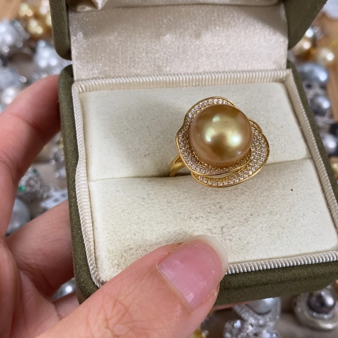 戒圈银S925镶嵌海水珍珠