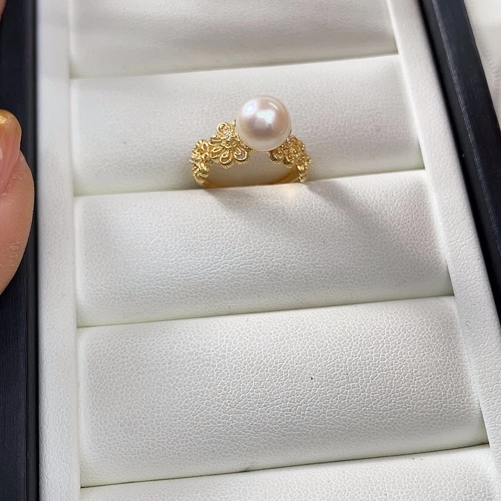 戒指海水珍珠银S925镶嵌