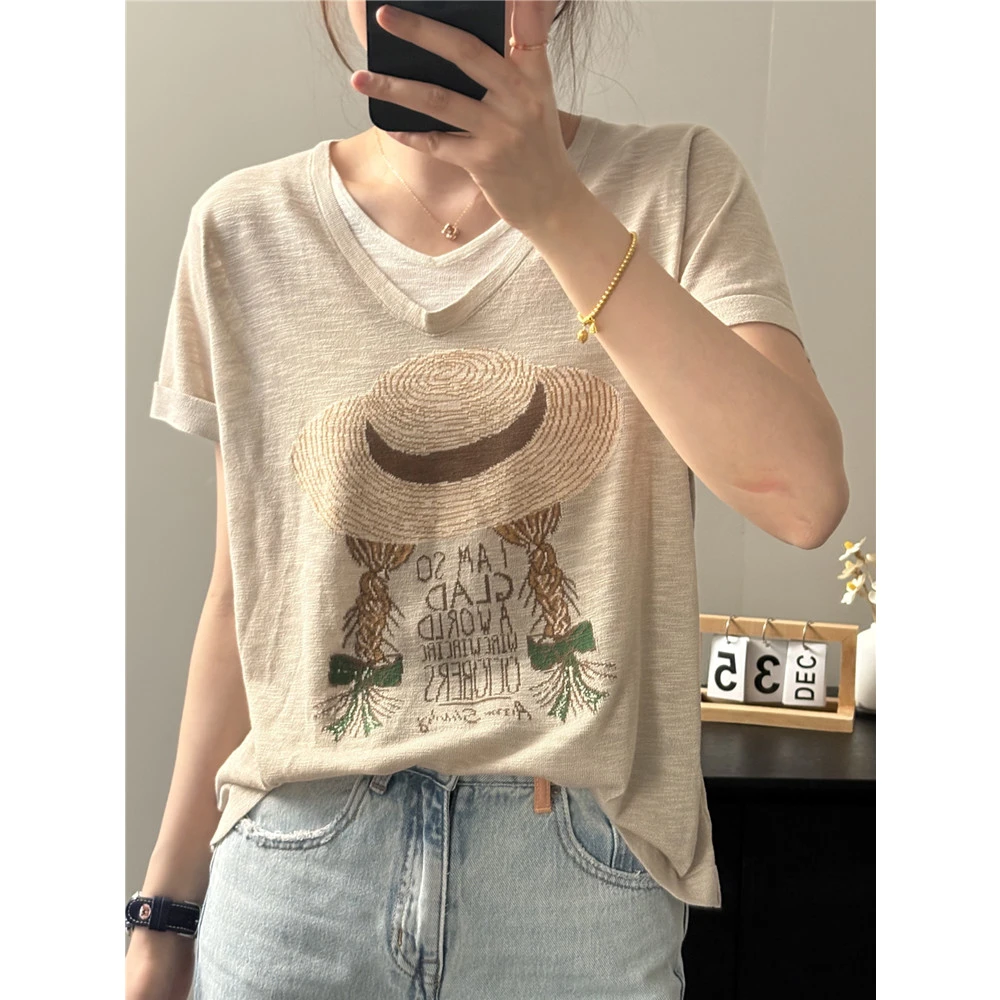 D222~16针竹节~~【线下同款】-高定！短袖假两件小女孩刺绣针织衫