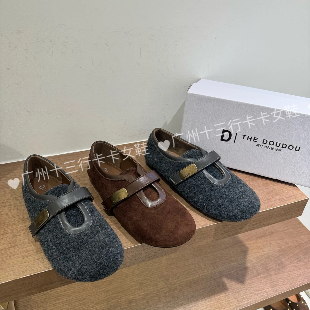 十三行卡卡女鞋 秋冬加绒玛丽珍鞋单里玛丽珍鞋新款韩版毛呢乐福
