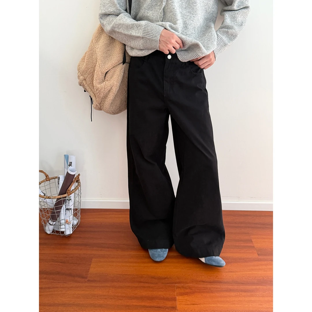 19studio WAYNEPRINCE美式复古直筒牛仔裤少年感显瘦遮肉阔腿裤男