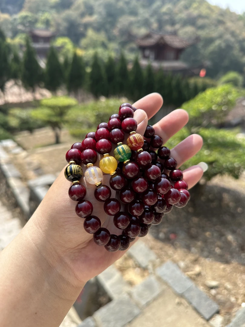普陀山大师傅開慧➕持发货·帝王血龙木老料五行般若心经男女手串
