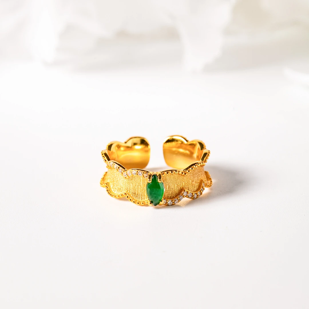 【珊珊专属】美伢【金歌】QT25JZ06008 翡翠镶嵌设计款戒指